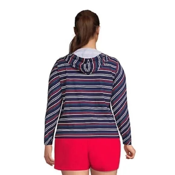 Land’s End Women's M LONG Full Zip Hooded Long Sleeve Rash Guard Cover-up Please - Picture 8 of 10